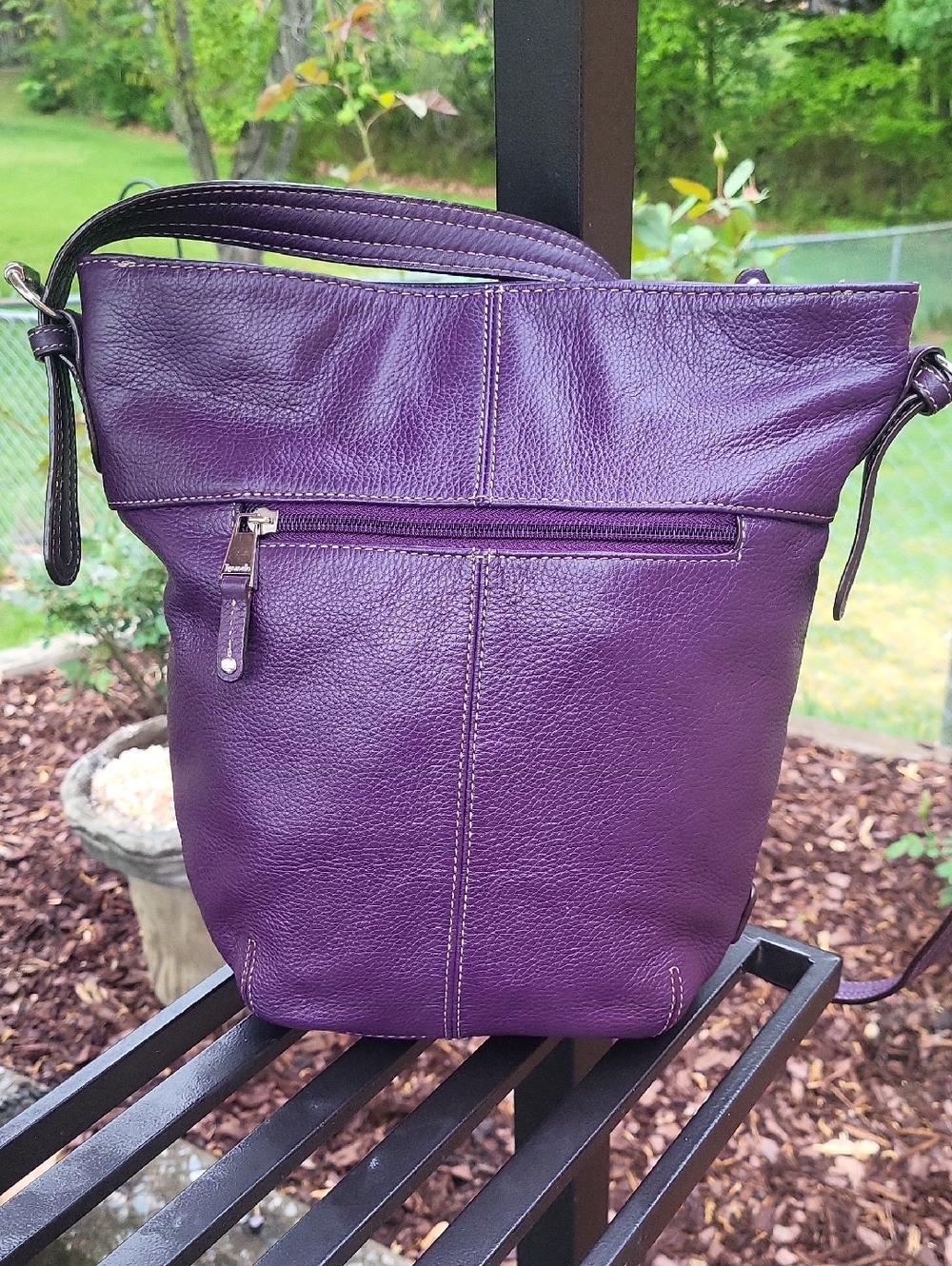 Tignanello Purple Leather Crossbody Bag EUC